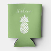 Ananas en Whimsical green handgeschreven name Blikjeskoeler (Voorkant)