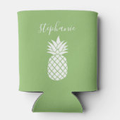 Ananas en Whimsical green handgeschreven name Blikjeskoeler (Achterkant)