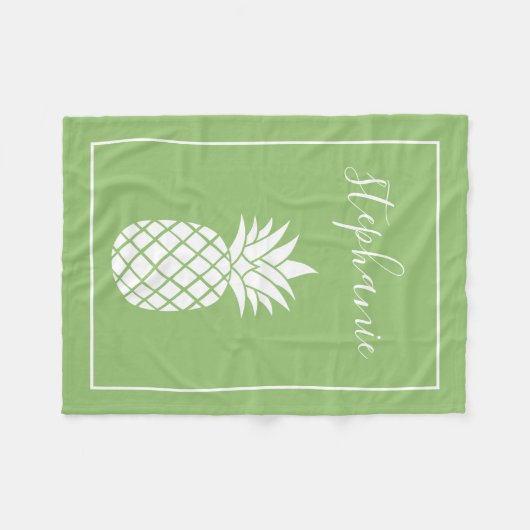 Ananas en Whimsical green handgeschreven name Fleece Deken (Voorkant (Horizontaal))