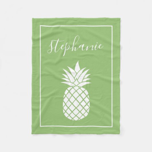 Ananas en Whimsical green handgeschreven name Fleece Deken (Voorkant)
