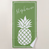 Ananas en Whimsical green handgeschreven name Strandlaken (Voorkant)