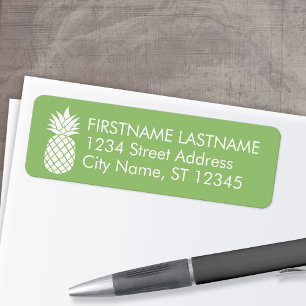 Ananas en Whimsical groen retouradres Etiket