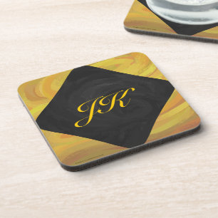 ananas en zwart monogram bier onderzetter