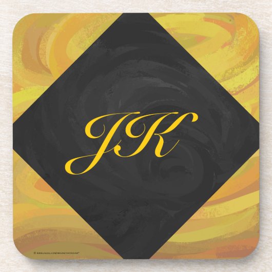 ananas en zwart monogram bier onderzetter (Voorkant)