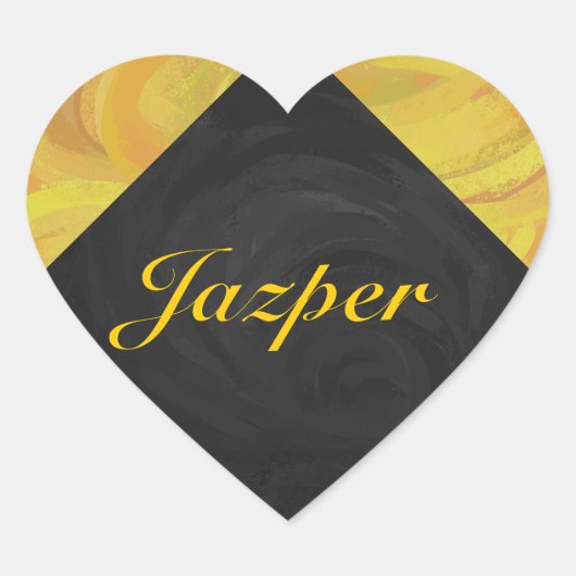 ananas en zwart monogram hart sticker (Voorkant)