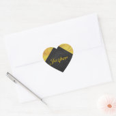 ananas en zwart monogram hart sticker (Envelop)