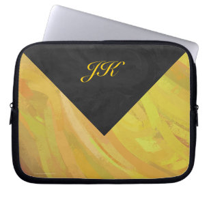 ananas en zwart monogram laptop sleeve