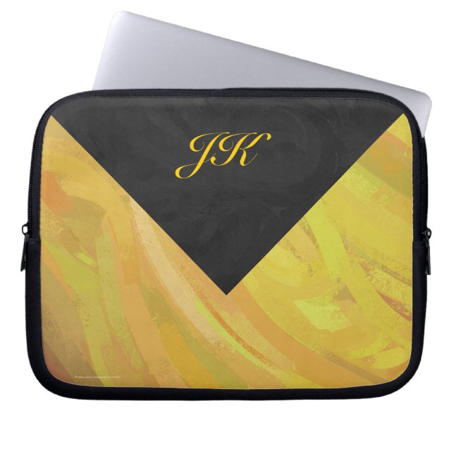ananas en zwart monogram laptop sleeve (Voorkant)