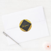 ananas en zwart monogram ronde sticker (Envelop)