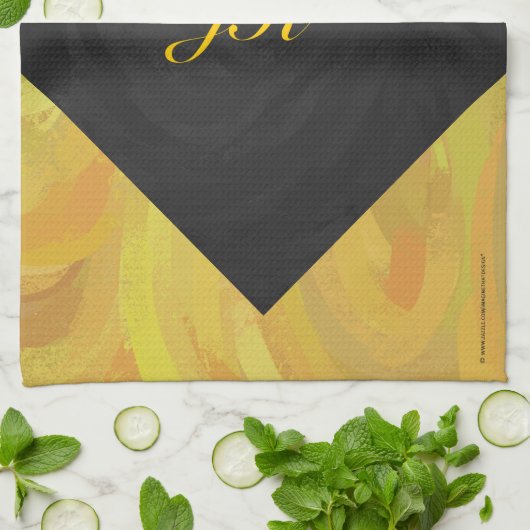 ananas en zwart monogram theedoek (Gevouwen)