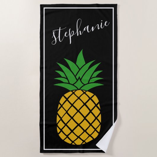 Ananas en zwarte witte filmpjes strandlaken (Voorkant)