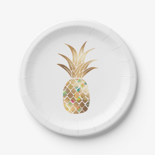 ananas, Faux Gold+Collage Papieren Bordje (Voorkant)