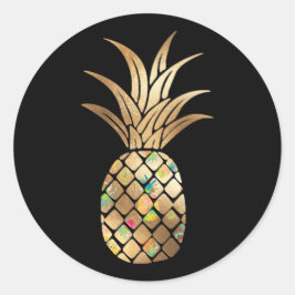 ananas, Faux Gold+Collage Ronde Sticker