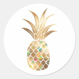 ananas, Faux Gold+Collage Ronde Sticker