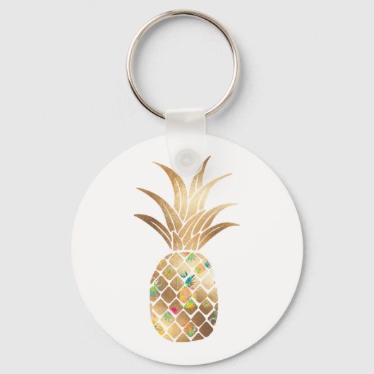 ananas, Faux Gold+Collage Sleutelhanger (Voorkant)