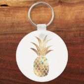 ananas, Faux Gold+Collage Sleutelhanger (Voorkant)
