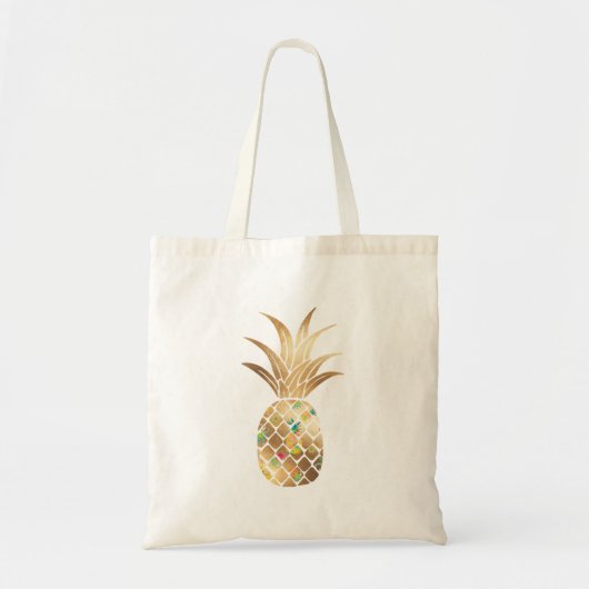 ananas, Faux Gold+Collage Tote Bag (Voorkant)