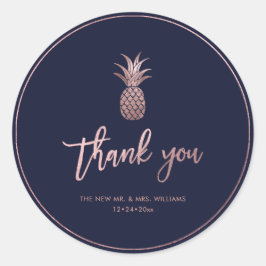 Ananas, Faux Roos Gold|Bedankt|DIY-kleur Ronde Sticker