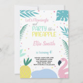 Ananas & Flamingo Birthday-uitnodigingen Kaart (Voorkant)