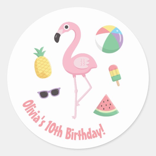 Ananas Flamingo Luau Verjaardagsfeestje Stickers (Voorkant)