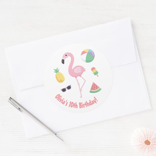 Ananas Flamingo Luau Verjaardagsfeestje Stickers (Envelop)