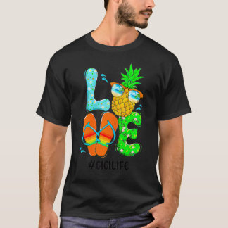 Ananas flipflops houden van zomernoni (22) t-shirt