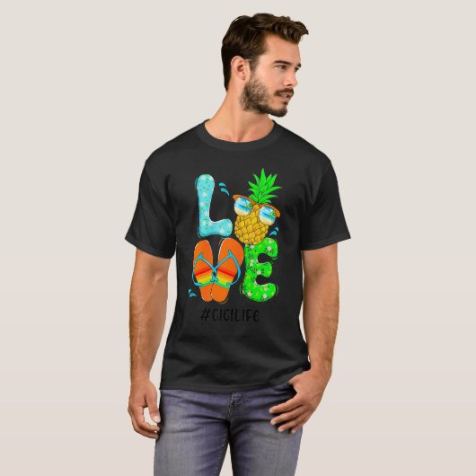 Ananas flipflops houden van zomernoni (22) t-shirt (Voorkant volledig)