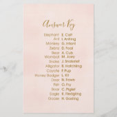 Ananas Floral Baby shower Animal Match Game (Achterkant)