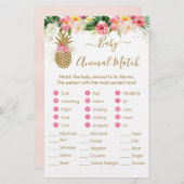 Ananas Floral Baby shower Animal Match Game (Voorkant / Achterkant)