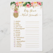 Ananas Floral Baby shower Word Scramble Game (Voorkant)