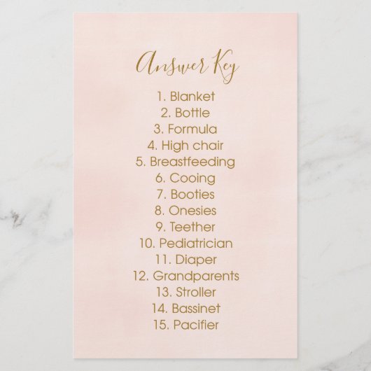 Ananas Floral Baby shower Word Scramble Game (Achterkant)