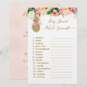Ananas Floral Baby shower Word Scramble Game (Voorkant / Achterkant)