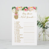 Ananas Floral Baby shower Word Scramble Game (Staand voorkant)