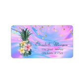 Ananas Floral Confetti Holographic Iridescent Etiket (Voorkant)