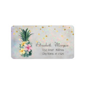 Ananas Floral Confetti Opal Iridescent Etiket (Voorkant)