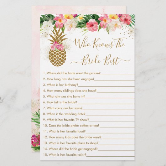 Ananas Floral die het beste spel kent (Voorkant / Achterkant)