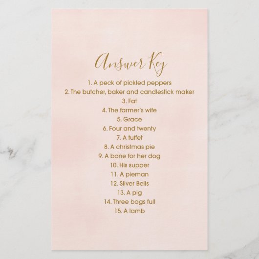 Ananas Floral Nursery Rhyme Shower Game (Achterkant)