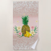 Ananas Flowers Glitter Bokeh Beach Towel Strandlaken (Voorkant)