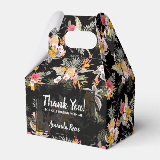 Ananas Flowers op Black Gable Bedankdoosjes (Voorkant Zijde)
