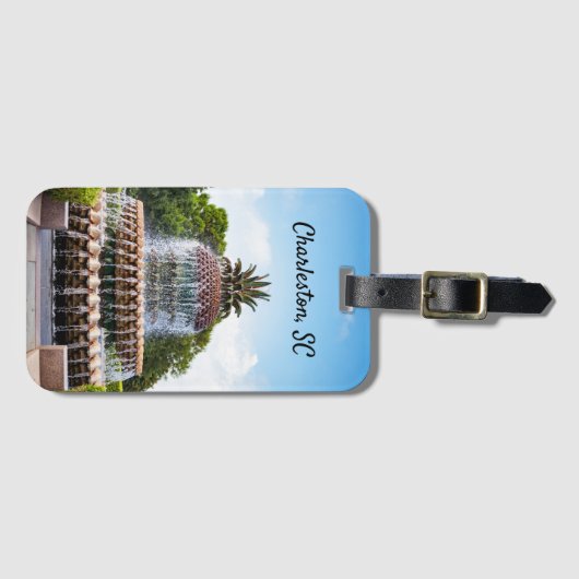 Ananas fontein Charleston, SC Bagagelabel (Voorkant (horizontaal))