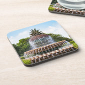 Ananas fontein Charleston, SC Bier Onderzetter (Linkerzijde)