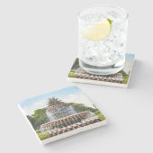 Ananas fontein Charleston, SC Stenen Onderzetter (Zijkant)