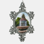 Ananas fontein Charleston, SC Tin Sneeuwvlok Ornament (Links)