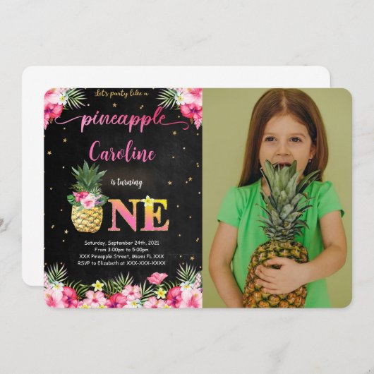 Ananas Foto Uitnodiging (Voorkant / Achterkant)