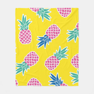 Ananas Frenzy: Heldere Cartoon . Fleece Deken