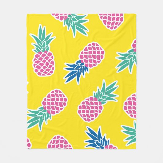 Ananas Frenzy: Heldere Cartoon . Fleece Deken (Voorkant)