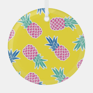 Ananas Frenzy: Heldere Cartoon . Glas Ornament