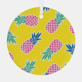 Ananas Frenzy: Heldere Cartoon . Glas Ornament (Achterkant)