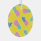 Ananas Frenzy: Heldere Cartoon . Glas Ornament (Voorkant Rechts)