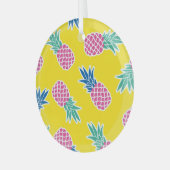 Ananas Frenzy: Heldere Cartoon . Glas Ornament (Voorkant links)
